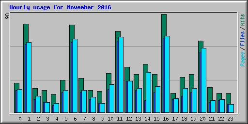 Hourly usage for November 2016